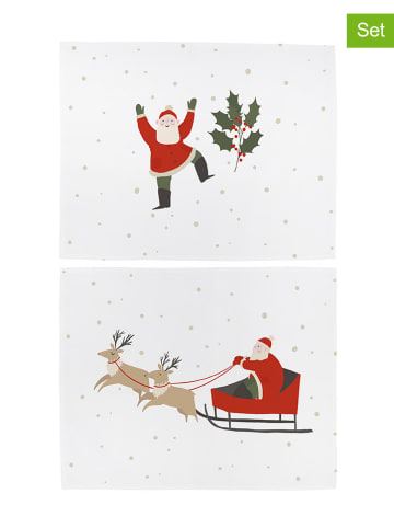 Butter Kings 2er-Set: Tischsets "Happy Santa" in Weiß/ Rot/ Grün - (L)35 x (B)45 cm