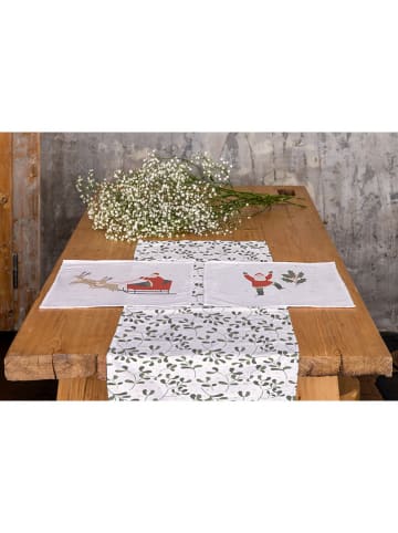 Butter Kings 2-delige set: placemats "Happy Santa" wit/rood/groen - (L)35 x (B)45 cm