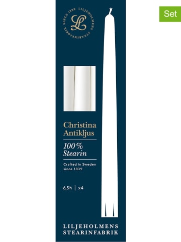 Liljeholmens Candle 2er-Set: Stabkerzen "Christina Antikljus" in Weiß - 2x 4 Stück