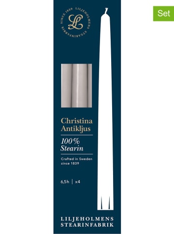 Liljeholmens Candle 2er-Set: Stabkerzen "Christina Antikljus" in Hellgrau - 2x 4 Stück