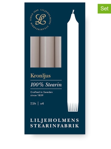 Liljeholmens Candle 2er-Set: Kronenkerzen in Hellgrau - 2x 4 Stück