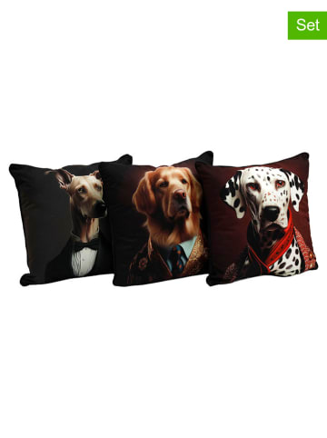 SiL Interiors 3-delige set: decoratieve kussens zwart/meerkleurig - (L)45 x (B)45 cm
