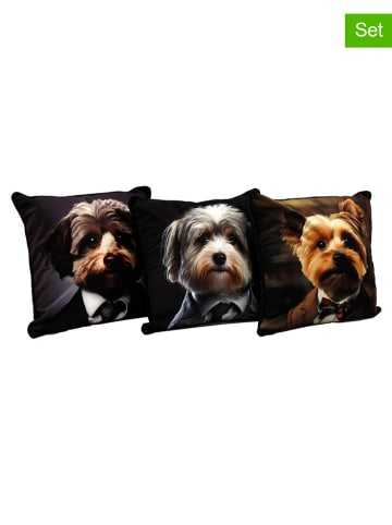 SiL Interiors 3-delige set: decoratieve kussen zwart/meerkleurig - (L)45 x (B)45 cm