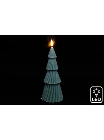 SiL Interiors Świeca LED "Tree" w kolorze zielonym - wys. 23 x Ø 8,5 cm