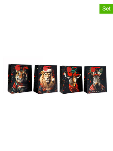 SiL Interiors 4er-Set: Geschenktüten in Schwarz/ Bunt - (B)26 x (H)33 x (T)13 cm