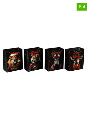 SiL Interiors 4er-Set: Geschenktüten in Schwarz/ Bunt - (B)19 x (H)23 x (T)8,9 cm