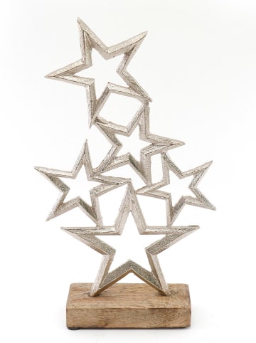 SiL Interiors Decoratieve objecten "Stars" lichtbruin/zilverkleurig - (B)19 x (H)31 x (D)7 cm
