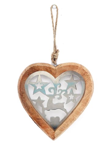 SiL Interiors Dekoanhänger ''Heart'' in Hellbraun/ Weiß - (B)21,5 x (H)23 x (T)2,5 cm
