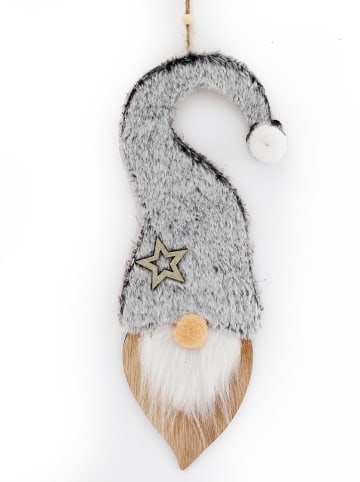 SiL Interiors Zawieszka dekoracyjna "Santa" w kolorze jasnoszaro-brązowym - 12 x 37x 2 cm