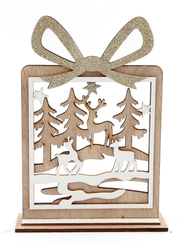 SiL Interiors Dekoracja w kolorze biało-jasnobrązowym - 15,5 x 21 x 5 cm