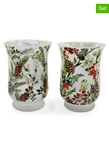 SiL Interiors Świeczniki (2 szt.) ze wzorem  wys. 15 x Ø 11 cm