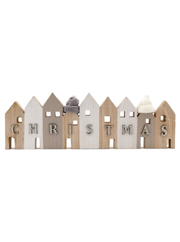 SiL Interiors Dekoobjekt ''Christmas'' in Hellbraun/ Grau/ Weiß - (B)40 x (H)12 x (T)2 cm