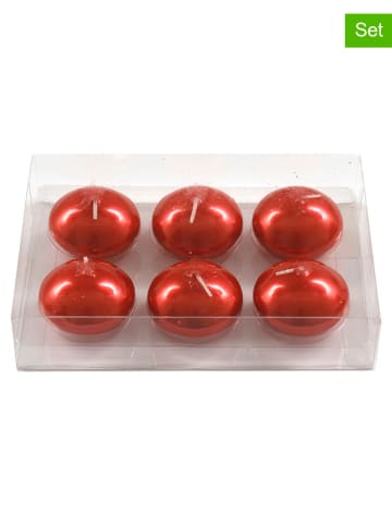 SiL Interiors 6er-Set: Kugelkerzen in Rot - 6 x 28 g