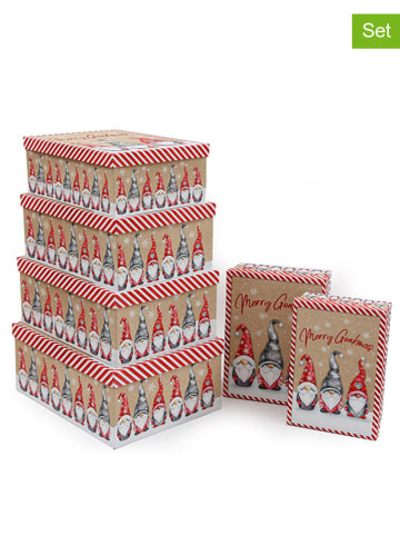 SiL Interiors 6er-Set: Geschenkboxen in Beige/ Rot