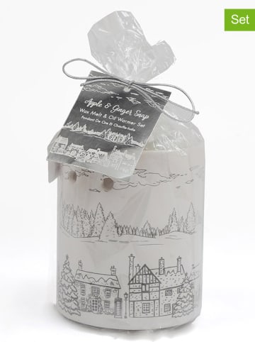 SiL Interiors 2-delige set: geurlamp en was wit - (H)10 x Ø 9 cm