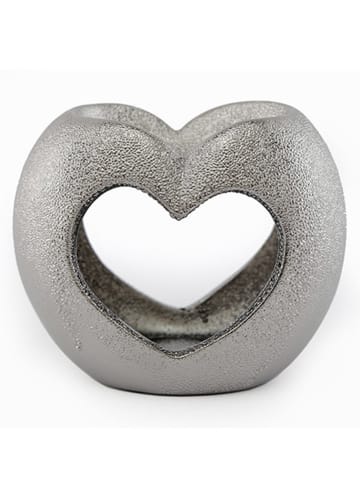 SiL Interiors Kominek "Sparkly Heart" w kolorze srebrnym - 13 x 10 x 8 cm