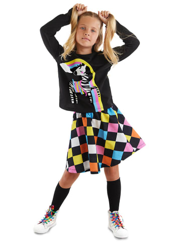 Denokids 2-delige outfit "Rainbow Zebra" zwart
