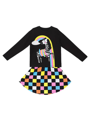 Denokids 2tlg. Outfit "Rainbow Zebra" in Schwarz