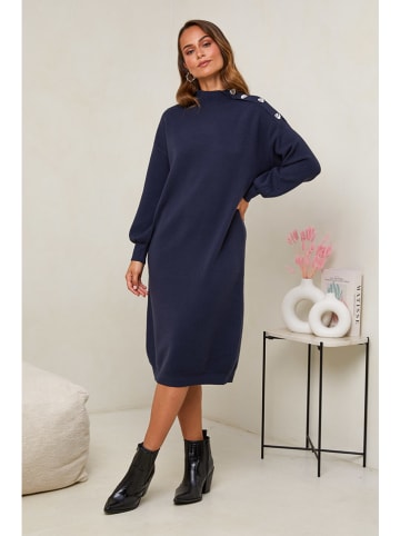 Soft Cashmere Sukienka dzianinowa w kolorze granatowym