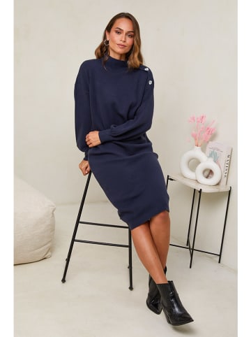 Soft Cashmere Sukienka dzianinowa w kolorze granatowym