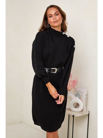 Soft Cashmere Sukienka dzianinowa w kolorze czarnym