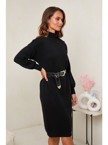 Soft Cashmere Sukienka dzianinowa w kolorze czarnym