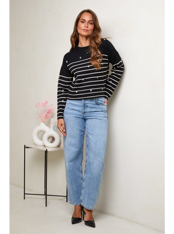 Soft Cashmere Pullover in Schwarz/ Weiß