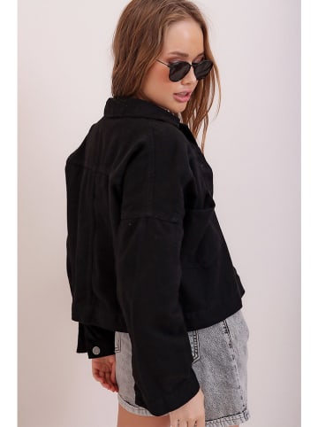 Trend Alaçatı Stili Jeansjacke in Schwarz