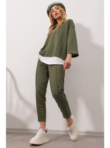 Trend Alaçatı Stili 2-delige outfit kaki