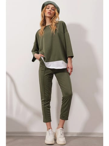 Trend Alaçatı Stili 2-częściowy zestaw w kolorze khaki