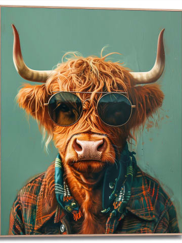 Orangewallz Gerahmter Kunstdruck "Vintage Highlander"