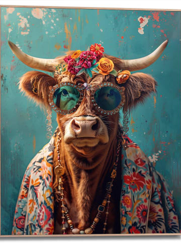 Orangewallz Ingelijste kunstdruk "Coloured Cow" - (B)40 x (H)50 cm