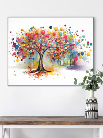 Orangewallz Druk artystyczny "Colour Tree" w ramce - 50 x 40 cm