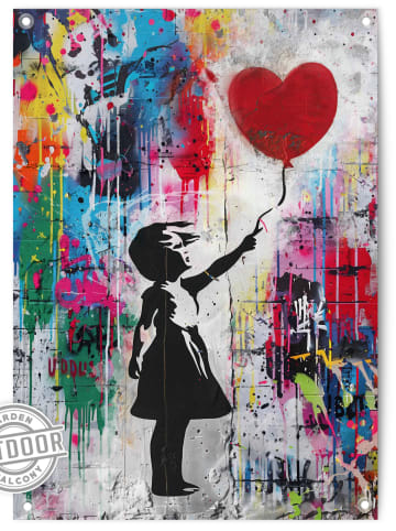 Orangewallz Kunstdruk voor buiten "Balloon Girl Colourful" - (B)50 x (H)70 cm