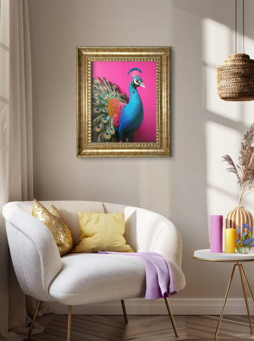 Orangewallz Ingelijste kunstdruk "Pink Blue Bird" - (B)40 x (H)50 cm