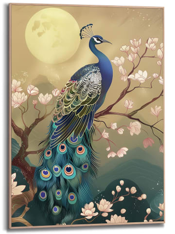Orangewallz Druk artystyczny "Shiny Peacock" w ramce - 50 x 70 cm