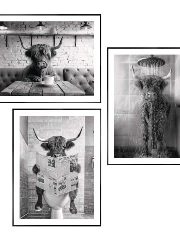 Orangewallz 3er-Set: Gerahmte Kunstdrucke "Highlander Water"