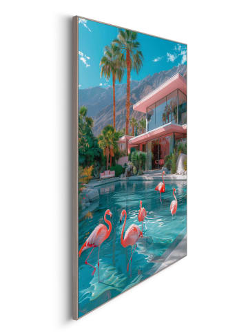 Orangewallz Ingelijste kunstdruk "Flamingo Pool Party" - (B)50 x (H)70 cm