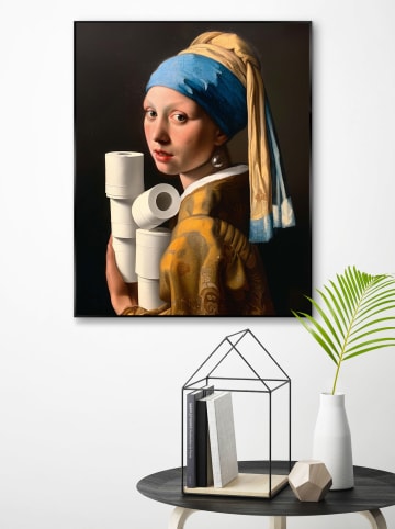Orangewallz Ingelijste kunstdruk "Toilet Pearl Girl" - (B)40 x (H)50 cm