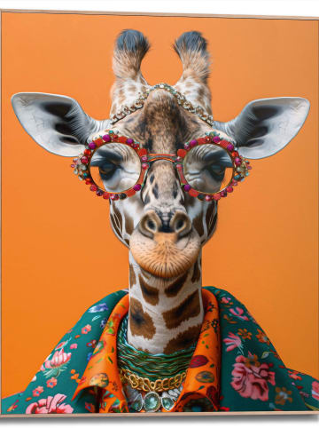 Orangewallz Gerahmter Kunstdruck "Happy Giraffe"