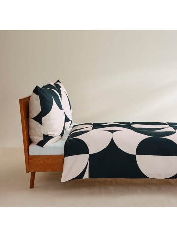 Ibena Satin-Bettwäsche-Set in Weiß/ Schwarz