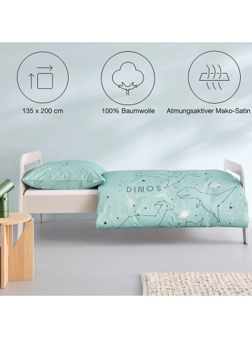 Ibena Satijnen beddengoedset "Dinos" lichtblauw