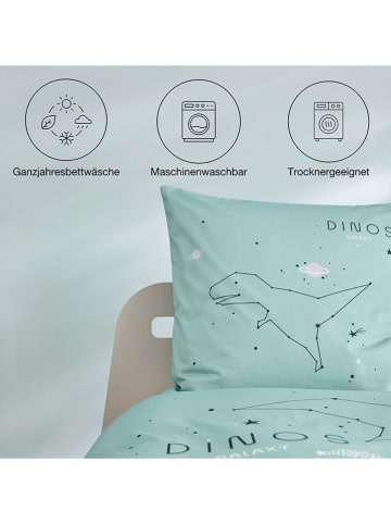 Ibena Satijnen beddengoedset "Dinos" lichtblauw