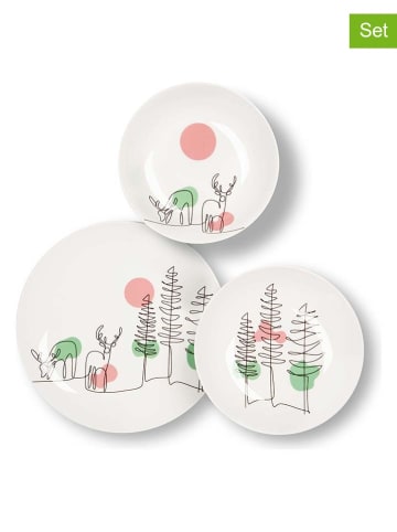 Trendy Kitchen by EXCÉLSA 18-delig tafelservies''Le fil de Noel" wit/meerkleurig