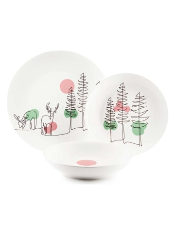 Trendy Kitchen by EXCÉLSA 18tlg. Tafelservice ''Le fil de Noel'' in Weiß/ Bunt