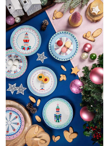 Trendy Kitchen by EXCÉLSA 6er-Set: Dessertteller ''Xmas Sweet Pastels'' in Bunt -  Ø 20,5 cm