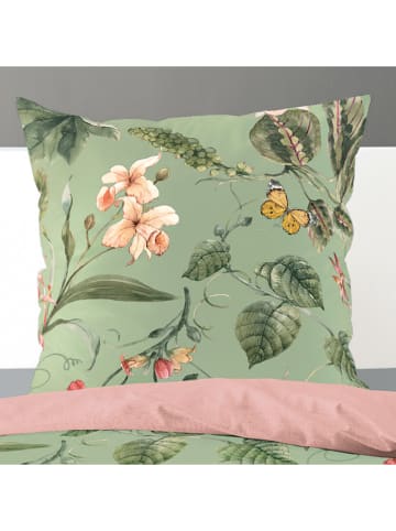 Bierbaum Komplet pościeli satynowej w kolorze jasnoróżowo-zielonym