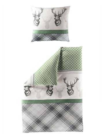 Bierbaum Biber beddengoedset wit/grijs/groen