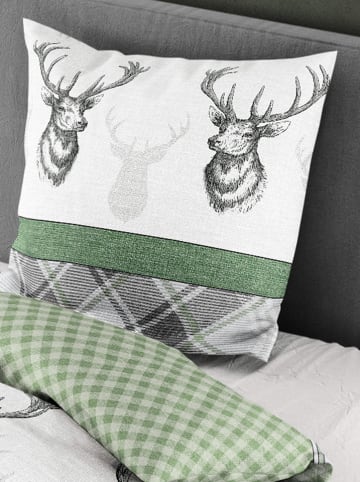 Bierbaum Biber beddengoedset wit/grijs/groen