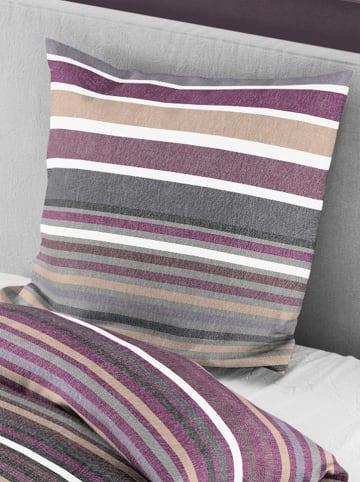 Bierbaum Satin-Bettwäsche "Bierbaum" in Lila/ Beige/ Grau